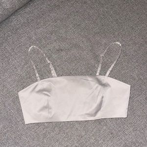 OFF WHITE SATIN ASOS CROP TOP